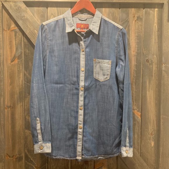 7 For All Mankind Tops - 7 For All Mankind Denim Tencel Shirt